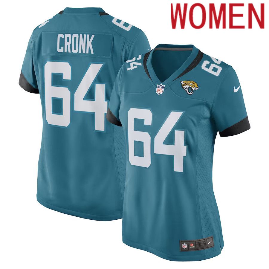 Women Jacksonville Jaguars 64 Coy Cronk Nike Teal Game Player NFL Jersey